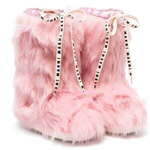 Marni Kids Pink Furry Boots